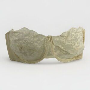 Vanity Fair Vintage Strapless Bra 34D Nude Lace Style 74-100 Made in USA